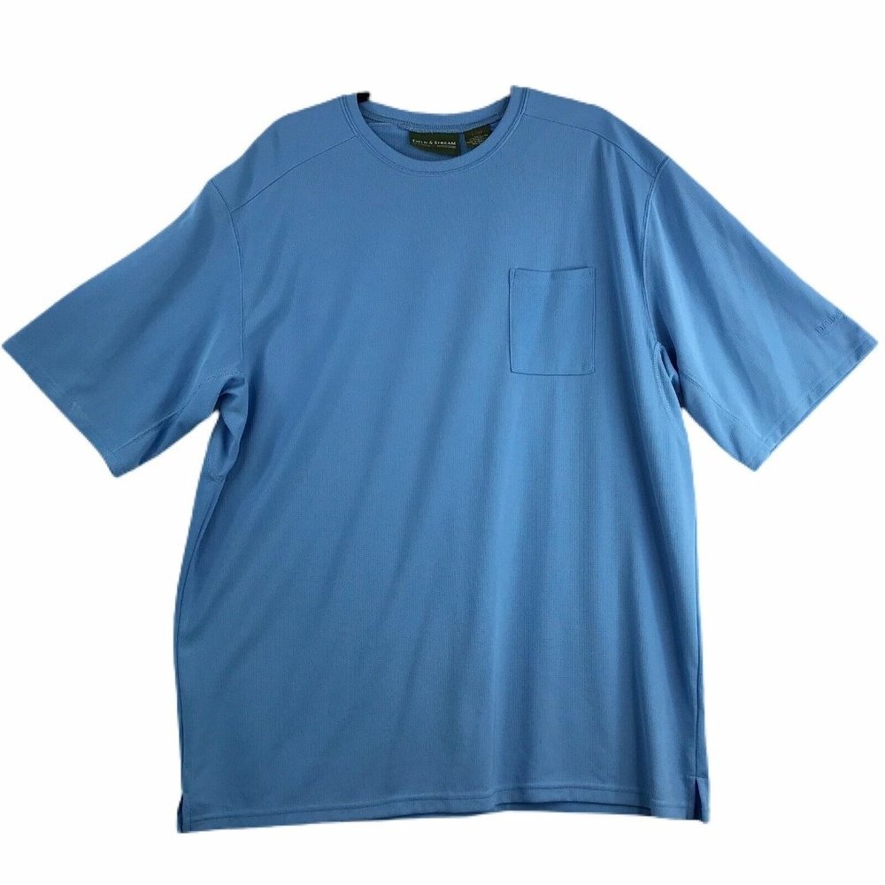 Field & Stream Mens Lightweight Shirt Chest Pocket Blue XL Short Sleeve EUC